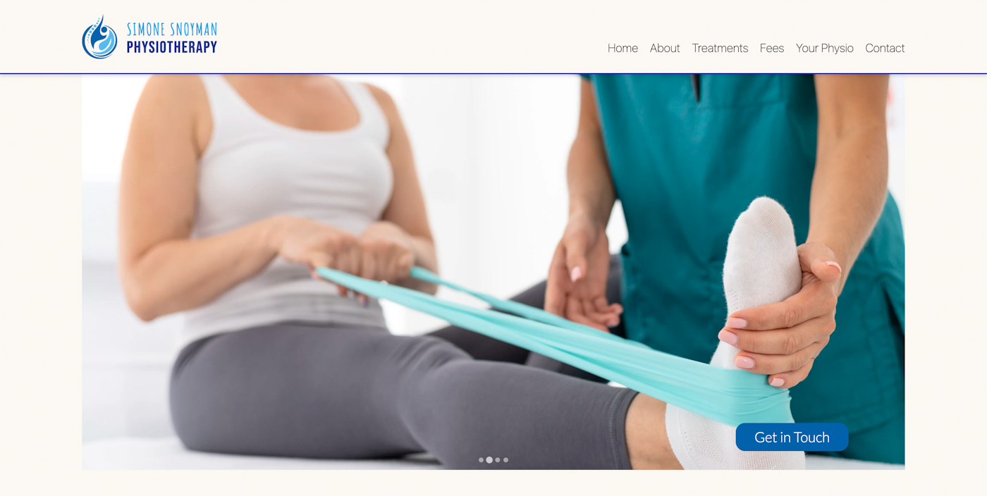 Simone Snoyman Physiotherapy desktop website